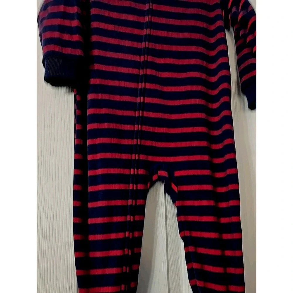 Carter One Piece Long‎ Sleeve Footed  Zipup NWT Size 24M Soft Fleece Blue & Red
